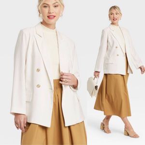 A New Day Women's Essential Blazer Cream White Medium